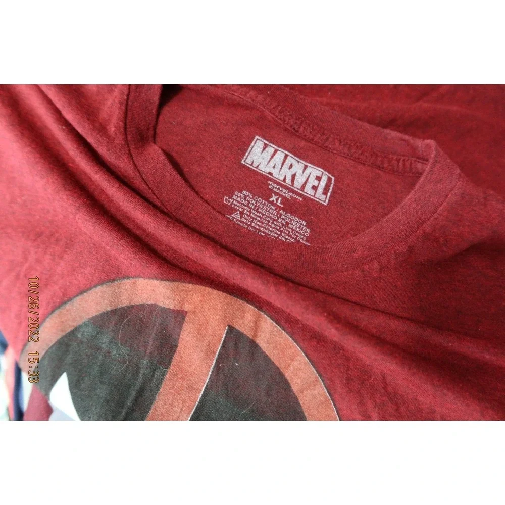 Marvel Deadpool T Shirt‎ Men's Size XL Logo Red Ryan Reynolds